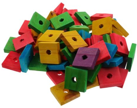 Gadpiparty 50 Stück Papageien Kauspielzeug Holzspielzeug Bunte DIY Holzstücke für Vogelzähne Knirschen und Krallenstärkung Vogelspielzeug zur Beschäftigung und Boredom reduzierung
