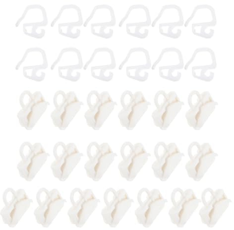 TOPPERFUN Juego de 25 Ganchos Ganchos Deslizantes y Anillas para Pliegues de Cortinas Clips para Riel Riel de Cortina de Plástico Corredizas en Sala Dormitorio y Baño