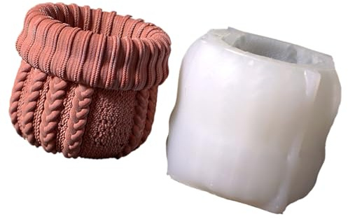 OOLA.DETAL Knitted Texture Silicone Candle Cup For Making Candle Container Soap Chocolate Plant Flowerpot Holiday