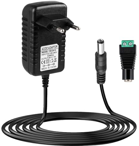 zstg Alimentation LED 24V 1A pour Bandes LED, CCTV Caméra, Routeurs, TV Box | Transformateur Entrée AC 100-240V Universelle, Prise EU Adaptateur Secteur, 24W Chargeur avec Fiche DC 5.5 x 2.1 mm, 1.5m