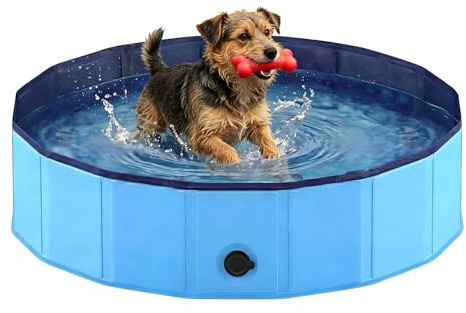 Hundepool faltbar, Planschbecken für Hunde 80 x 20 cm, Anti-Rutsch-Platten, Schnelle Entwässerung, Hundebadewanne, Swimmingpool Verdickt PVC