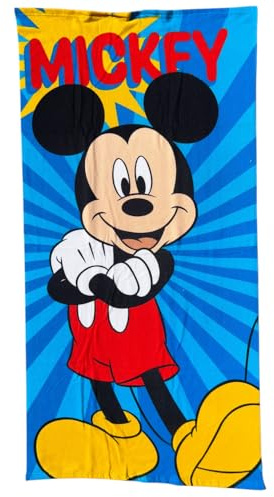 CARTOON Toalla de playa para niños Mickey Mouse 70 x 140 cm Toalla microfibra 100% poliéster secado rápido Toalla de playa piscina Disney Idea regalo Mickey Mouse