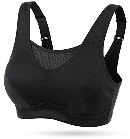 Wingslove Damen Sport BH ohne Bügel Nicht Gepolstert High Impact Bustier Halt Joggen BH （Schwarz 48C）
