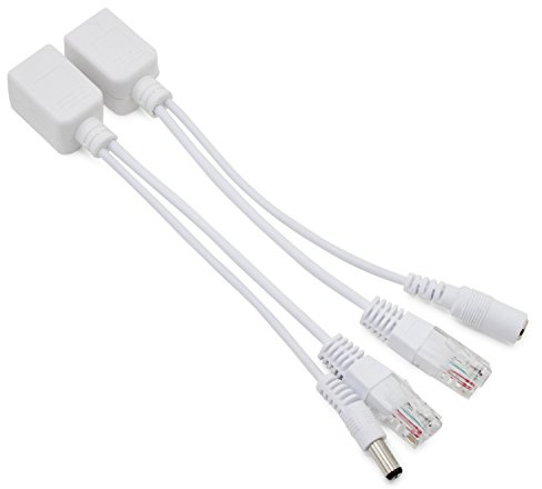 HSeaMall 1 Pair Passive Power over Ethernet RJ45 PoE Adapter Injector + Splitter Kit 5v 12v 24v 48v (White)