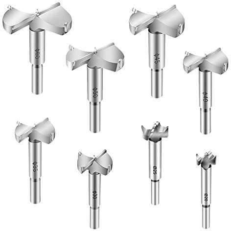 8tlg Forstnerbohrer Satz, Estmoon Bohrerset mit Holzbohrer Astlochbohrer Zentrierspitze Dübelbohrer Astbohrer für Rundschaftmeißel (20-60mm)