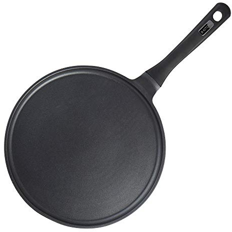 S·KITCHN Crepe Pan Nonstick Dosa Pan for Roti Indian, Non-Stick Pancake Griddle Compatible with Induction Cooktop, Comal for Tortillas - 11IN