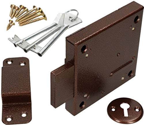 KOTARBAU® Serratura a scatola 120x120mm antifurto serratura per porte serratura supplementare chiusura aggiuntiva catenaccio nottola a cilindro universale