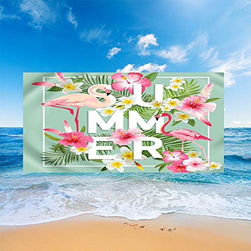 FANSU Strandtücher Microfaser Gross, Flamingo Drucken Strandtuch Mikrofaser Leicht Strandhandtuch Erwachsene & Kinder Sommer Badetuch für Strand Schwimmen (Pinke Blumen,150x180cm)