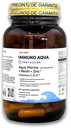 IMMUNO AQUA | Complemento Alimenticio Premium con Vitamina C, D3, E Natural, Zinc, Reishi y Agua de Mar – Soporte Inmunitario – Calidad Alemana – 90 Cápsulas