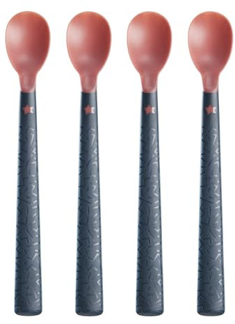 Tommee Tippee Heat Sense Weaning Spoons with BACSHIELD Antibacterial Technology and Long Anti-Slip Handles, 4m+, Pack of 4