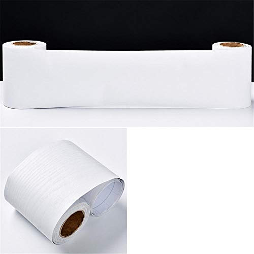 Tapetenbordüre selbstklebend zum Aufkleben für Wohnzimmer Küche Badezimmer Abnehmbare Wasserdicht Bodenleiste PVC Dekorative Bordüre Weiße Holzmaserung 20cm X 1000cm