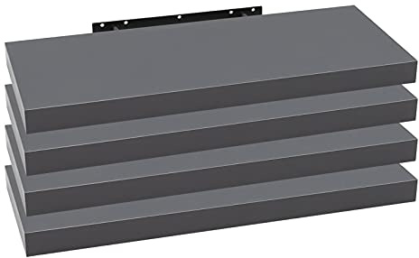 WOLTU Wandregal,Schweberegal Dunkelgrau,80x22.9x3.8cm,MDF 4er | Wandregal Bücherregal Regale für Deko Wandablagen aus MDF Holz, für Büro,Wohnzimmer, Schlafzimmer,Küche