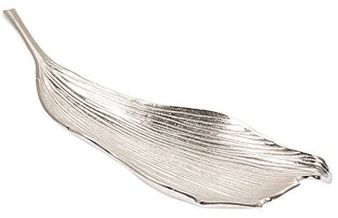 Riess Ambiente Handgefertigte Deko Schale LEAF 64cm silber Aluminium im Blattdesign Dekoschale Obstschale Wohnaccessoire