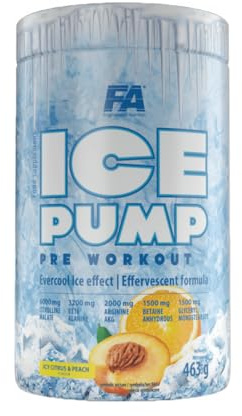 FA Nutrition Ice Pump Booster | 463g je Behälter | Pre-Workout Training Kühleffekt Body Building | L-Citrullin Beta Alanin Koffein | Nahrungsergänzungsmittel (Citrus-Peach)