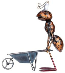 Gartenskulpturen Gartendekoration Ameise Skulptur Eisen -Cartoon Ameise mit abnehmbarem Eimergarten oder Schreibtischdekoration Sukkulente Blumentopf Schmuckstück Schmuckstück Gartenstatuen Im Freien