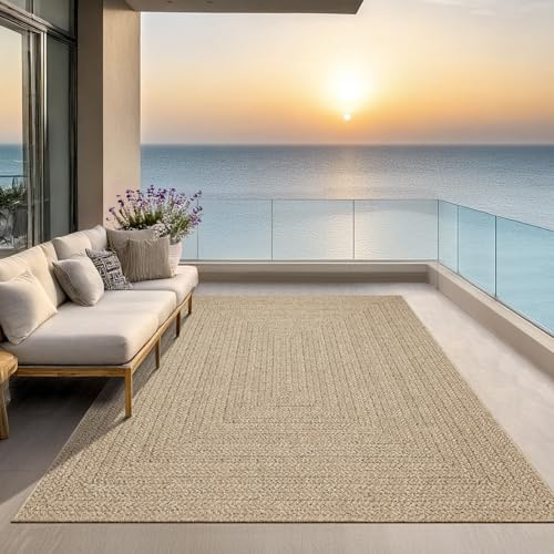 the carpet Kansas – Tapis intérieur Confortable et élégant pour Salon, Chambre ou Couloir, Doux et Chaleureux, Facile à Nettoyer, Style Jute Naturel, également adapté pour l’extérieur, 200 x 290 cm