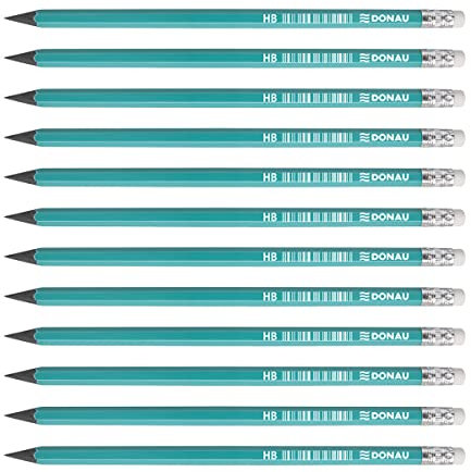 OFFICER PRODUCTS DONAU 7381001PL-99 Synthetischer Bleistift mit Radiergummi HB 12 Stück/Bleistifte/Farbe: Grün