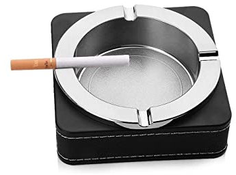 Cendriers Cendrier à cigarettes en alliage de zinc carré moderne avec plateau à cendres portable en cuir PU Aspirateur de Fumée
