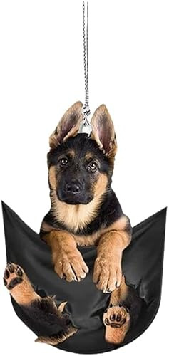 2 Stück Hunde Auto Rückspiegel Anhänger,Kreatives Schaukel Hund Auto Anhänger Hängende Ornamente Auto Rückspiegel Charms Ornamente Auto Zubehör Innenraum Deko Lustige Geschenke Auto-Innenausstattung
