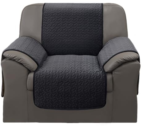 GFD Textiles - Cubre Sofa 1 Plaza 55 cm, Funda Sofa Relax, Cubre Sillon Relax, Fundas Sofá Acolchado, Protector Sofá Duradero Perros Gatos Mascotas (1 Plaza, Gris Oscuro)