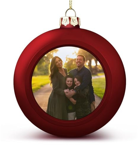 LZXSXZ Personalisierte Weihnachtskugeln mit Foto – Personalisierter Weihnachtsschmuck – Weihnachtsbaumschmuck mit Foto-Bildtext – Kugeln für Weihnachtsbäume für Mama, Papa, Familie, Kinder