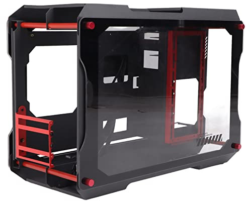 ATX Mid Tower Computer Chassis,Mid-Tower M‑ATX Case Motherboard Chassis Gaming PC Case Fully Transparent Open,for Desktop,Durable Tempered Glass (Black)