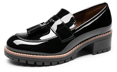 DREAM PAIRS Womens Loafers, Slip On Platform Chunky Penny Heeled Lug Sole Loafers for Women Dressy and Work, Business Casual Shoes for Women | Comfortable Slip-on Loafers for Women with Round-toe Design and Tassels, Work Office Dressy Shoes