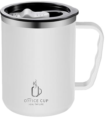 Tasse à café isotherme, tasse à café isotherme de 500 ml avec couvercle anti-fuite, gobelet à boire avec couvercle et poignée, tasse à café en acier inoxydable pour thé, cacao chaud, boissons froides,