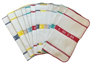 Waffle Dishcloths 100% Cotton Coloured Catering Cloths Multi-Pack (Pack of 12)