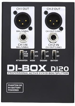 Decqerbe Audio Active DI BOX Professional DIRECT BOX Low Noise Guitar Bass DI 2 Channel Audio Converter Multi-Purpose Mixer Audio