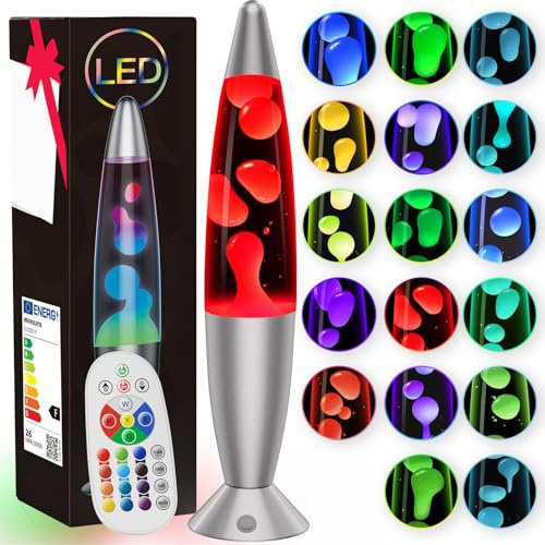Soarling 13,5 Lampada a Liquido Art Deco, Telecomando 17 Cambio Colori Luci Notturne, Lampada Atmosfera Retro per Decorazione Camera da Letto, Regalo per Bambini/Adulti a Natale, Festa (Argento)
