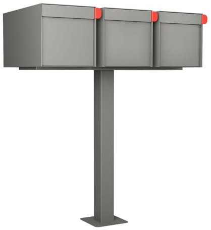 Amerikansk brevlåda Big Americano för tre i grått metallic