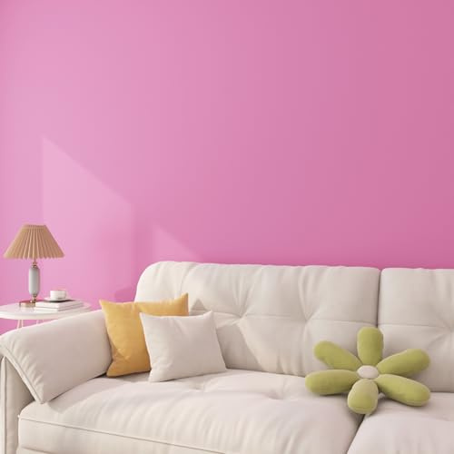 ReWallpaper 60cm×5m Papier Peint Mural Chambre Fille Revetement Adhesif Meuble Rose Mat Papier Peint Adhesif pour Armoire Porte de Placard Film Adhesif Mural Decoratif Uni Rose Poudré