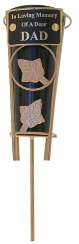 Gedenkvase für Grabstätten, Blumenvase, mit goldfarbenem Ständer und Plakette, Schwarz (Dad 1526)
