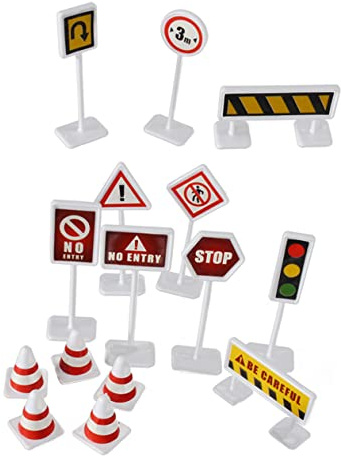 Toyvian Panneau de Signalisation Soi-même en Plastique, 6 Sets | Indicateur de Circulation, Obstacles de Simulation pour Jeu de Rôle, Usage Portable pour Garçon et Filles