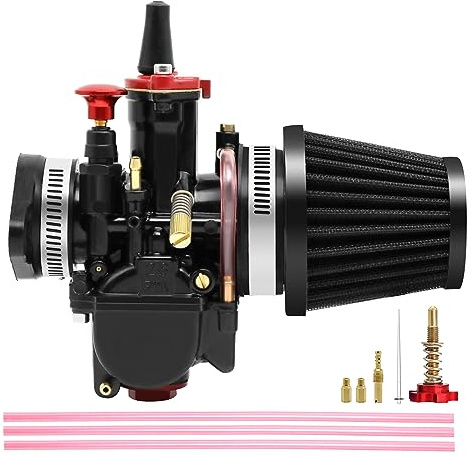 Kit de carburateur 21 24 26 28 30 32 34MM Carburateur de course universel 2T 4T avec filtre à air, tube d'admission, gicleurs pour moto de course 75cc - 125cc Dirt Pit Bike ATV (24MM)