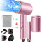 Vbrisi Seche Cheveux Pliable, 2400W Sèche-Cheveux Ionique avec Diffuseur, Professionnel Hair Dryer, 3 températures/3 vitesses, bouton chaud/froid, pour Famille Voyage Salons de Coiffure (Rose)