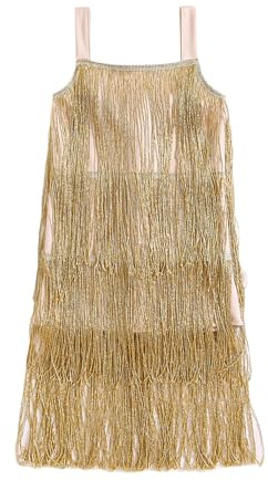 Qianderer Pailletten-Fransen-Kleid für Kinder, glitzernde Quaste, ärmellos, Tanzkleidung, Party, Latein-Tanzkleid für kleine Mädchen