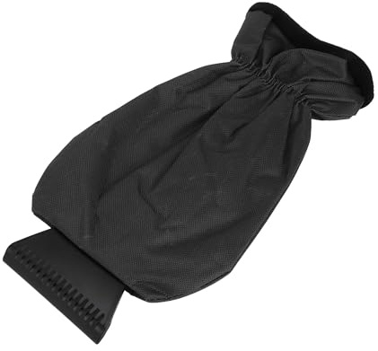 Partuto 1pc 36x18cm Universal Car Ice Scraper Glove - Insulated Warm Mitt Glove W/Snow Frost Remover for Car Truck Windscreen Portable - Waterproof 600D Oxford Cloth Black