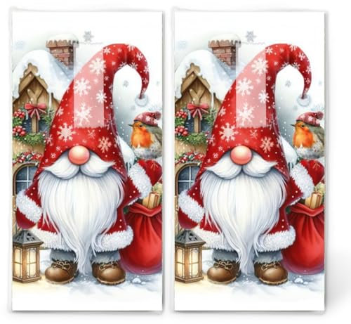 20 singoli fazzoletti natalizi Gnom Edik. 2 confezioni da 10 fazzoletti di carta singoli stampati come regalo.