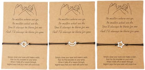 PMTFUMY 3-Pack Adjustable Friendship Bracelets for Men & Women ，Handmade Heart Design, Perfect Matching Gift in Silver & Gold，Handmade Silver & Gold String Rope Gift Set