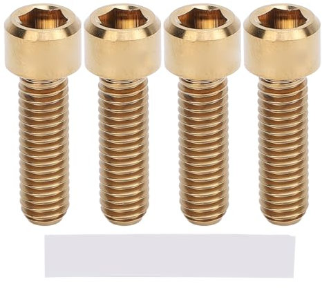 Tbest 4PCS Bikes Disc Brake Fixed Bolts, M6x20mm Ti Alloy Disc Brake Caliper Screws Replacement for Mountain Bikes (Gold