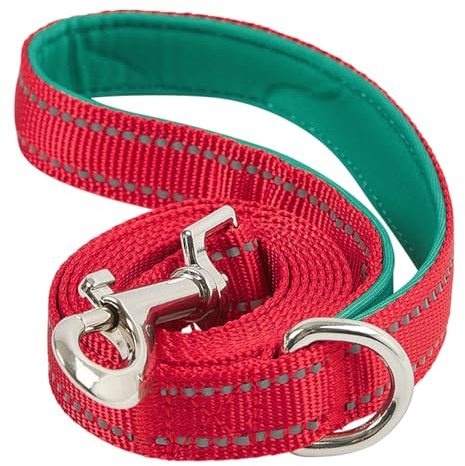 Reflective Dog lead leash with Padded Handle, 1.5 metres long, for Puppy, Medium, Small and Large (Red and Aqua blue)