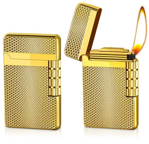 SPORWAY 2 Pcs Fackel Feuerzeug: Kerosin Windproof, Tragbar, Retro-Stil Winddicht, Seitenrad-Matt für Kerzen, Küche, Camping, Männergeschenk