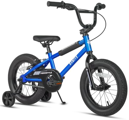 cubsala 14 Inch Little Kids Bike for 3 4 5 Years Old Boys Girls Beiginner Riders BMX Style Bicycle with Training Wheels Coaster & Rear V Brake, Sky Blue