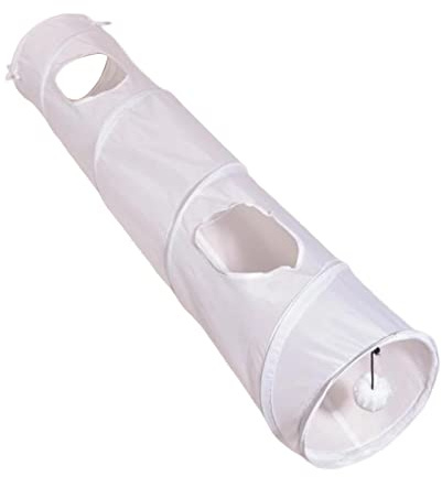 Kitten Tunnel Tube Training Gefaltetes Kätzchen Katzenspielzeug mit Spielball Katzentunnel Gerade Form, Weiß, Gerade Form 25x120