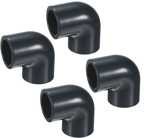 M METERXITY 4-Pack 90 Degree Adapter Connector, 1 Socket UPVC Pipe Fitting Elbow, Schedule 80, 90 Degree PVC Elbow Pipe Fitting Connector for Water Line [Grey]