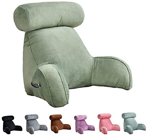 Memory Foam Lesekissen mit Nacken- und Armstütze, Rückenstützkissen zum Lesen, Fernsehen und Spielen, weiches Bettruhekissen (grün)