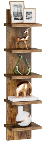 IBUYKE Scaffale Verticale a 5 Ripiani, Mensola da Parete Flottante per Riporre, Scaffalatura Verticale Decorativa da Montaggio a Parete per Casa, Camera da Letto, Arredamento Ufficio WBC009H