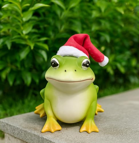 Teich Deko Frosch Figuren, Frosch Gartenfiguren Für Draußen Wetterfest, Miniteich Froschfigur, Harz Frösche Statue Weihnachten Deko, Weihnachtsfrosch Dekofigur, Geschenk Für Freunde, Kinder, Familie